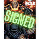 Comic book DC K.O #5 signed by Tyler Kirkham, featuring spot foil trade, published by Jams Fortress Comics.