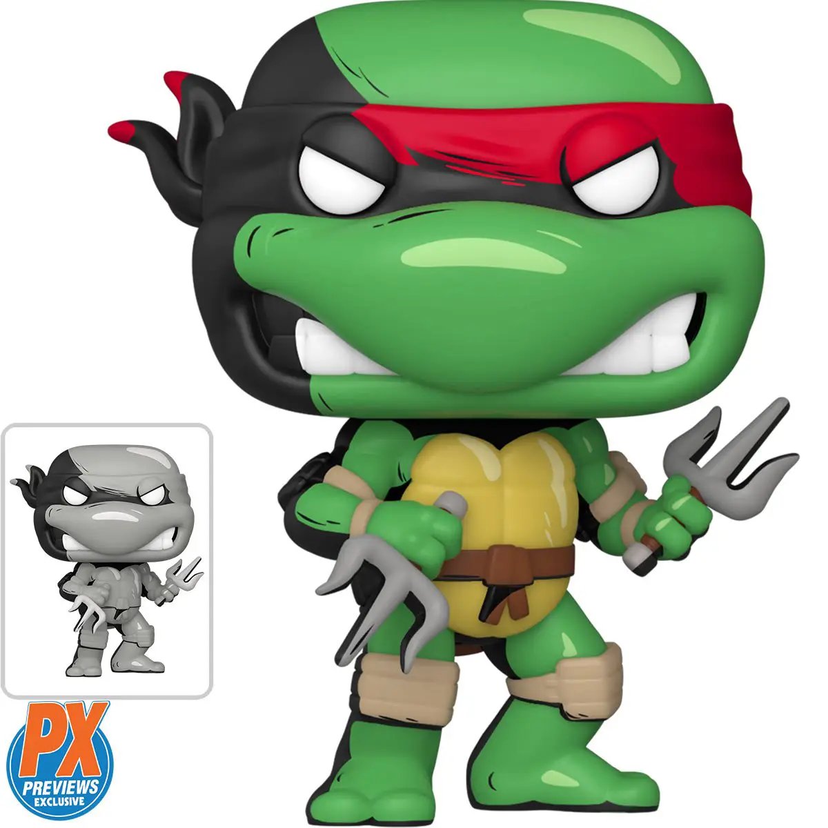 Teenage Mutant Ninja Turtles Comic Raphael Pop! Vinyl figure from THE MIGHTY HOBBY SHOP, showing Raphael in comic style with green shell and mask.