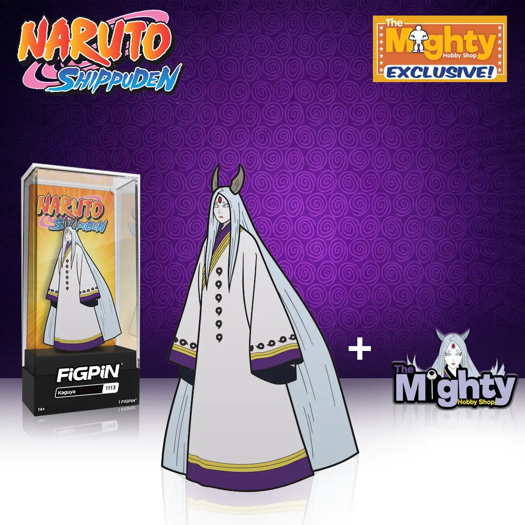 3-inch Kaguya Naruto enamel pin from FiGPiN Anime collection, featuring detailed design in the Mighty Collector Bundle.