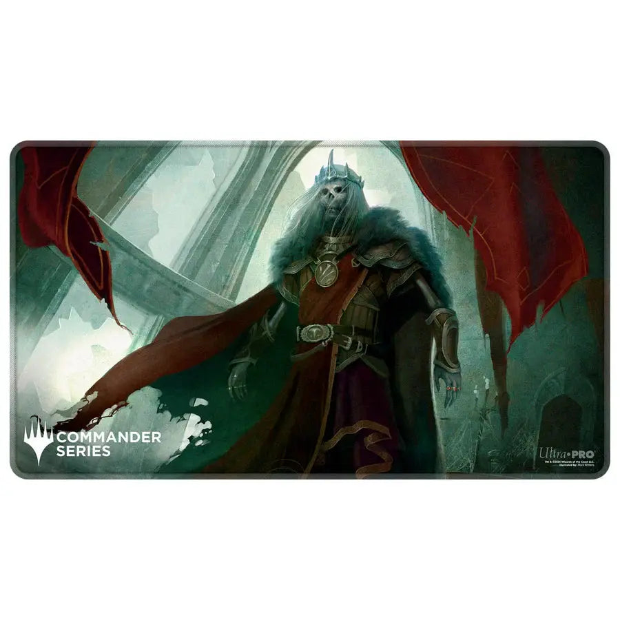 Commander Series Magic: The Gathering playmat by THE MIGHTY HOBBY SHOP featuring Nekusar design with vibrant artwork on a white background.