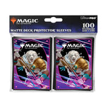 Light-colored Magic: The Gathering Ajani deck protector sleeves by THE MIGHTY HOBBY SHOP, 100-pack with packaging visible.
