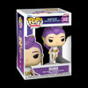 Funko Pop! vinyl figure packaging with purple hair and white outfit on a white background