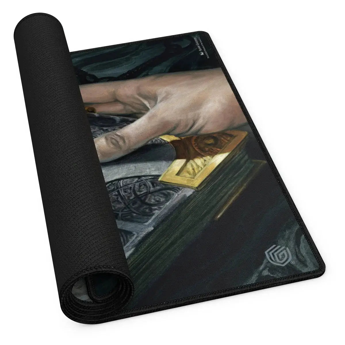 Playmat for Magic: The Gathering Guild Summit featuring colorful guild symbols and intricate artwork, perfect for gaming sessions.