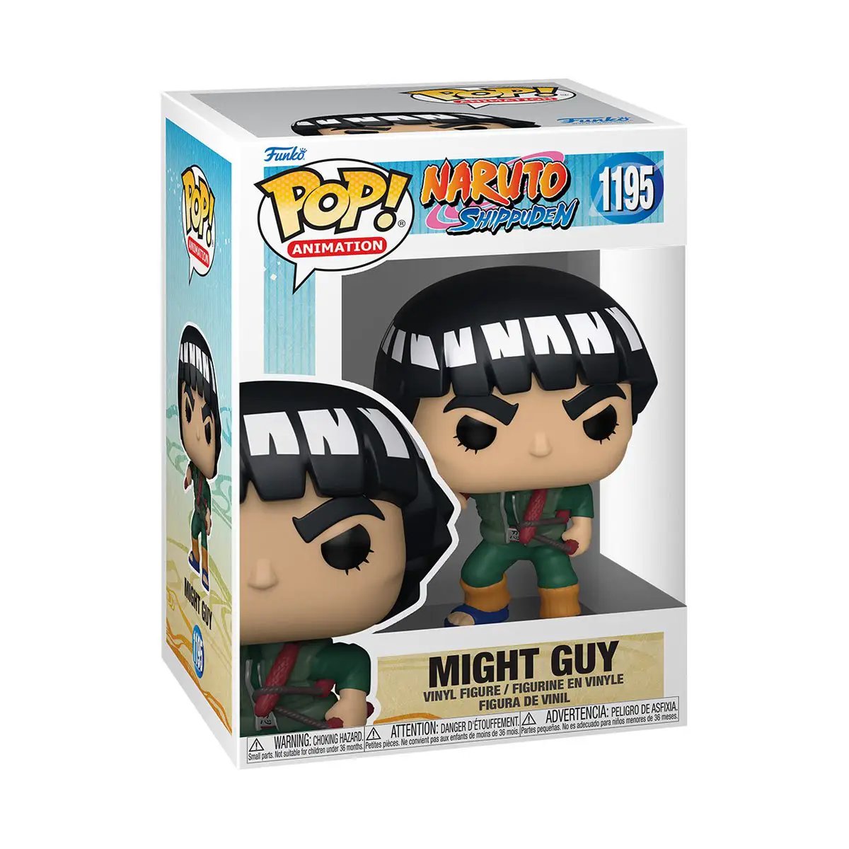 Pop! Animation Naruto Might Guy figure from THE MIGHTY HOBBY SHOP, featuring a stylized collectible of the anime character.