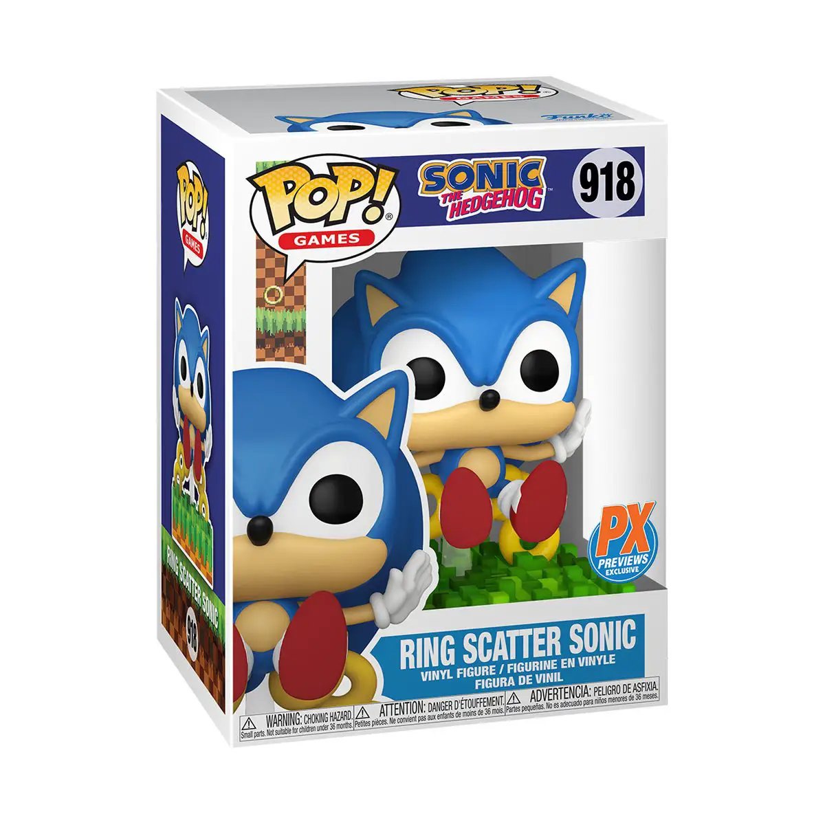 Sonic the Hedgehog Ring Scatter Funko Pop! Vinyl Figure #918, Previews Exclusive, featuring Sonic in a dynamic pose.
