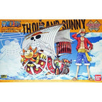 Bandai Hobby One Piece Thousand Sunny ship model kit from the Grand Ship Collection, detailed plastic model of the iconic pirate ship.
