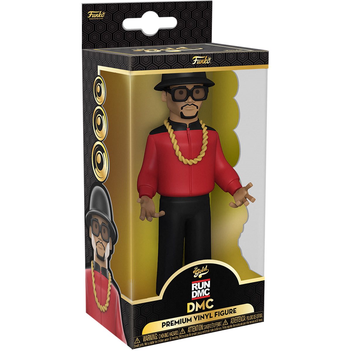 Gold vinyl 5-inch record featuring Run DMC by THE MIGHTY HOBBY SHOP, with visible label and classic design.