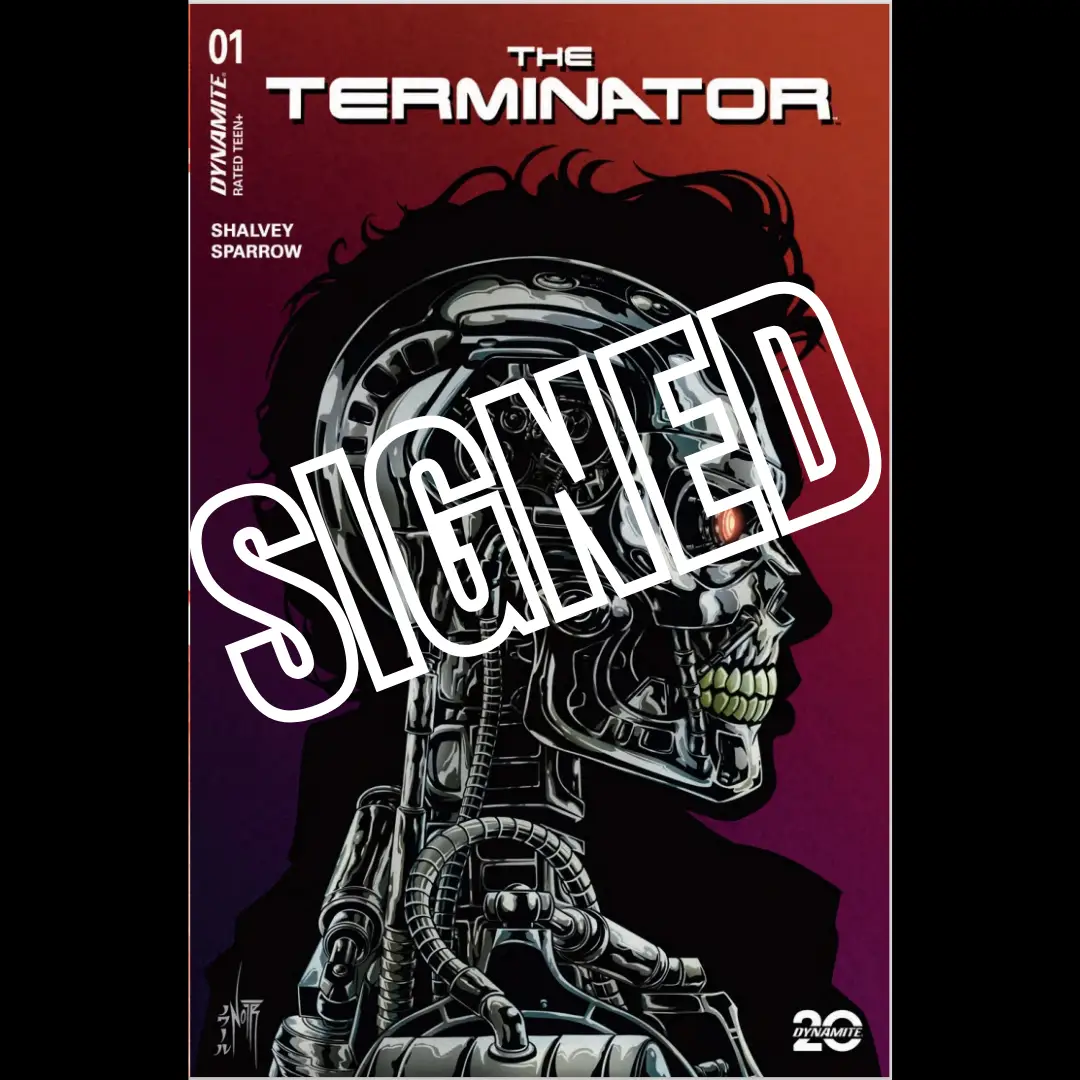 Signed Terminator #1 comic book by Jams Fortress Comics, Jordan Noir Metal Color Variant with Certificate of Authenticity.