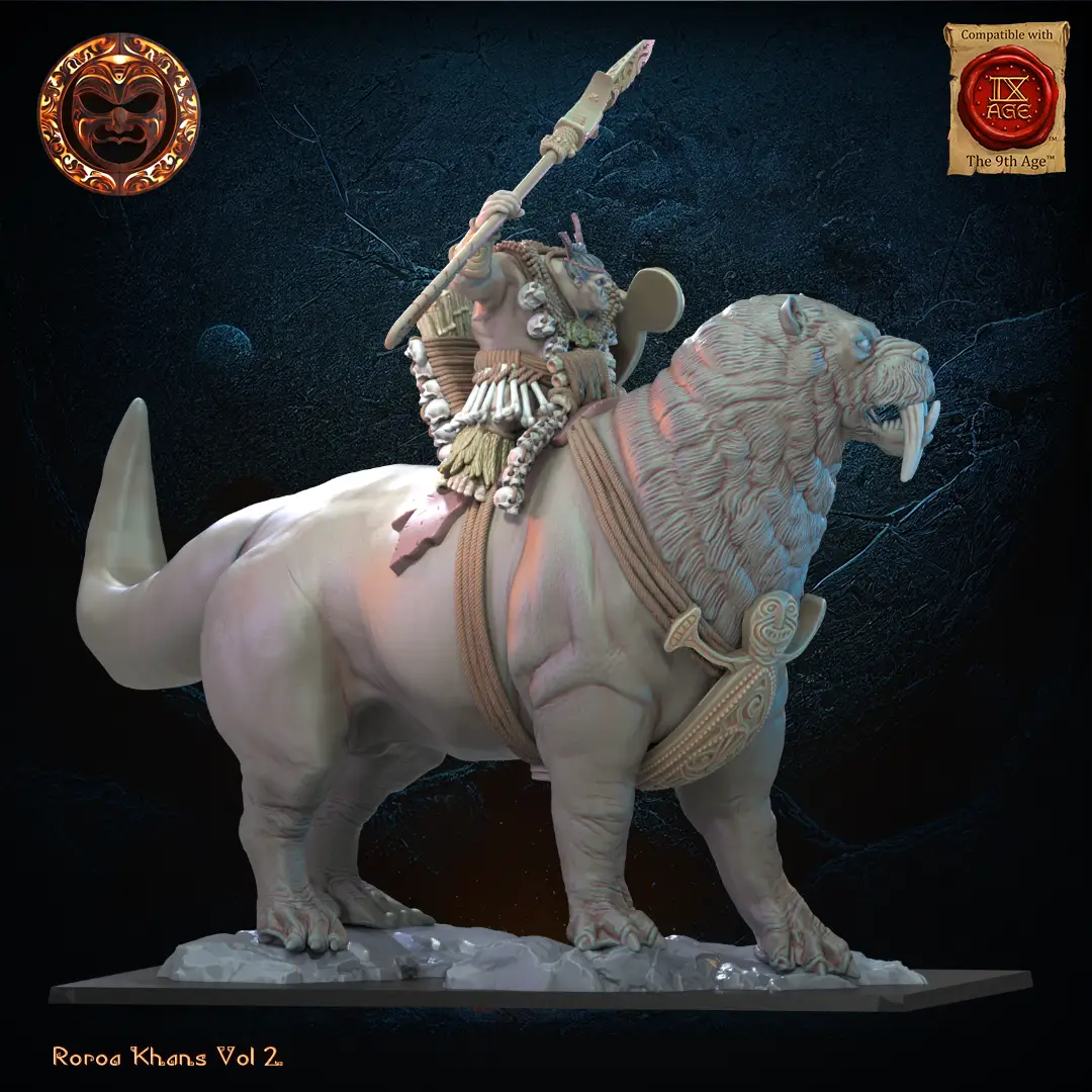 3D Printed Tusker Ariki on Bunyip by Lost Kingdom Miniatures by Last Hope Miniatures