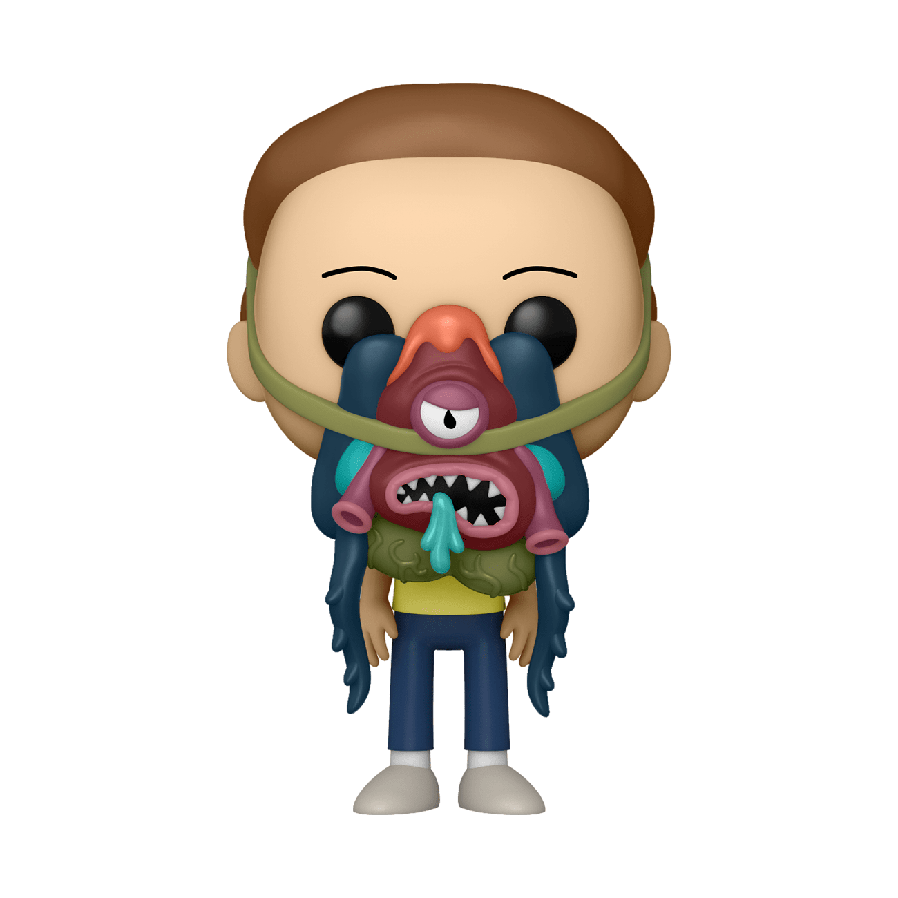 Pop! Animation Rick and Morty Morty with Glorzo figure by THE MIGHTY HOBBY SHOP, showing Morty holding Glorzo in hand.