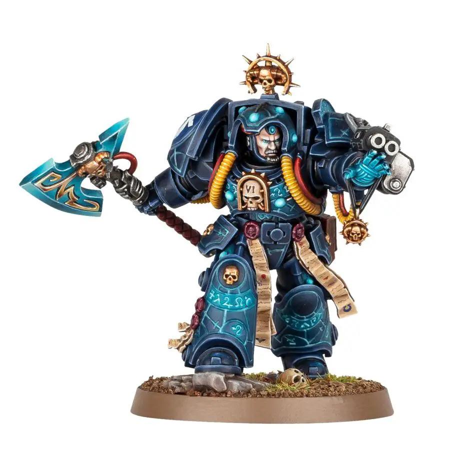 Librarian in Terminator armor miniature from THE MIGHTY HOBBY SHOP, detailed figure with armor and weaponry.