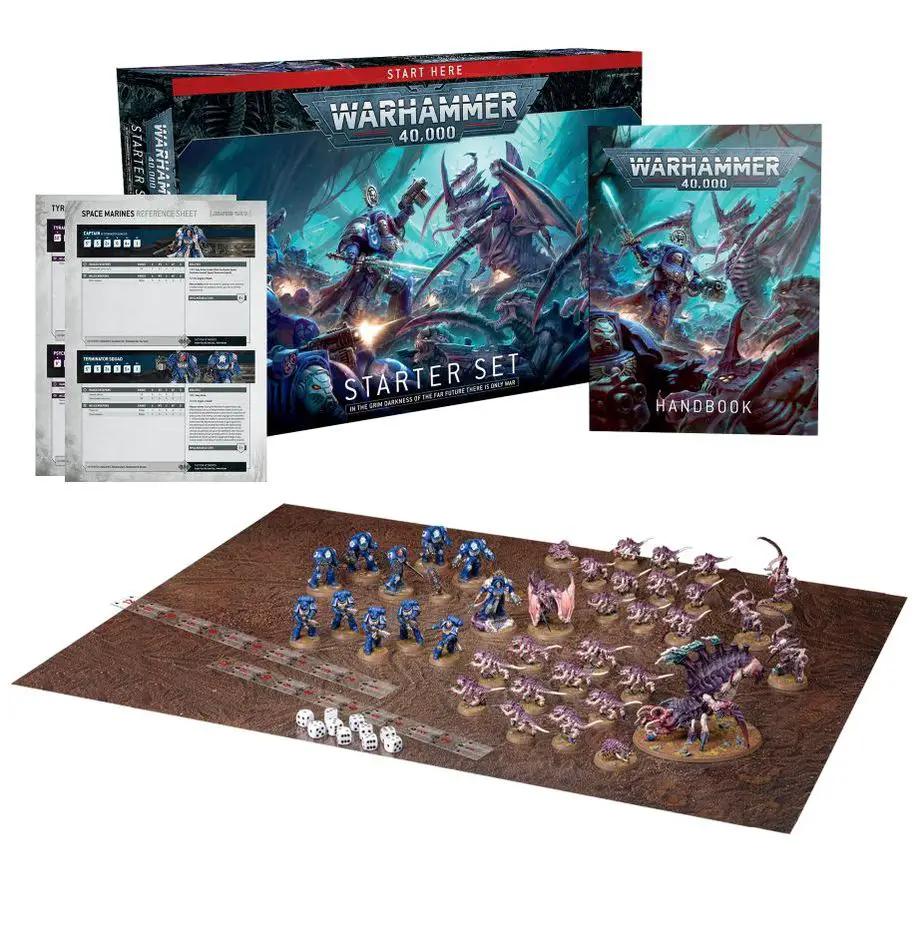Warhammer 40,000 Starter Set featuring miniatures, rulebook, and accessories for tabletop gaming by THE MIGHTY HOBBY SHOP