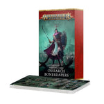 Set of Warscroll Cards for Ossiarch Bonereapers from THE MIGHTY HOBBY SHOP, featuring detailed army rules and stats.