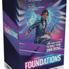 Magic: The Gathering Foundations Starter Collection box with colorful cards and game accessories, featuring Wizards of The Coast branding.