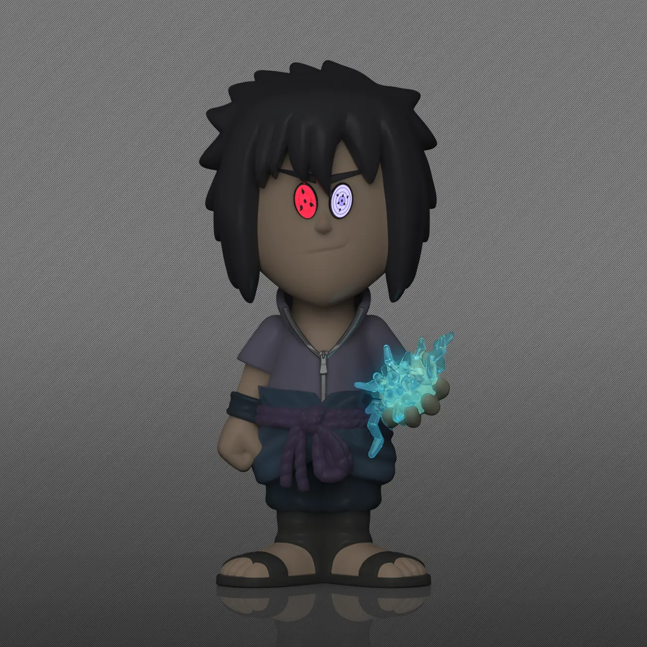 Vinyl SODA Naruto Sasuke Pop! figure by THE MIGHTY HOBBY SHOP, featuring glow-in-the-dark details and detailed character design.