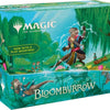 Magic: The Gathering Bloomburrow Bundle includes 9 booster packs, 30 land cards, and exclusive accessories, featuring colorful game art.
