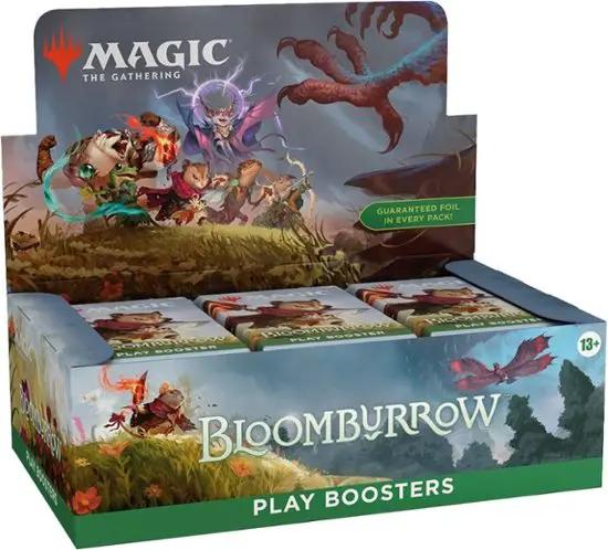 Magic: The Gathering Bloomburrow Play Booster Pack by Wizards of The Coast with colorful card illustrations.