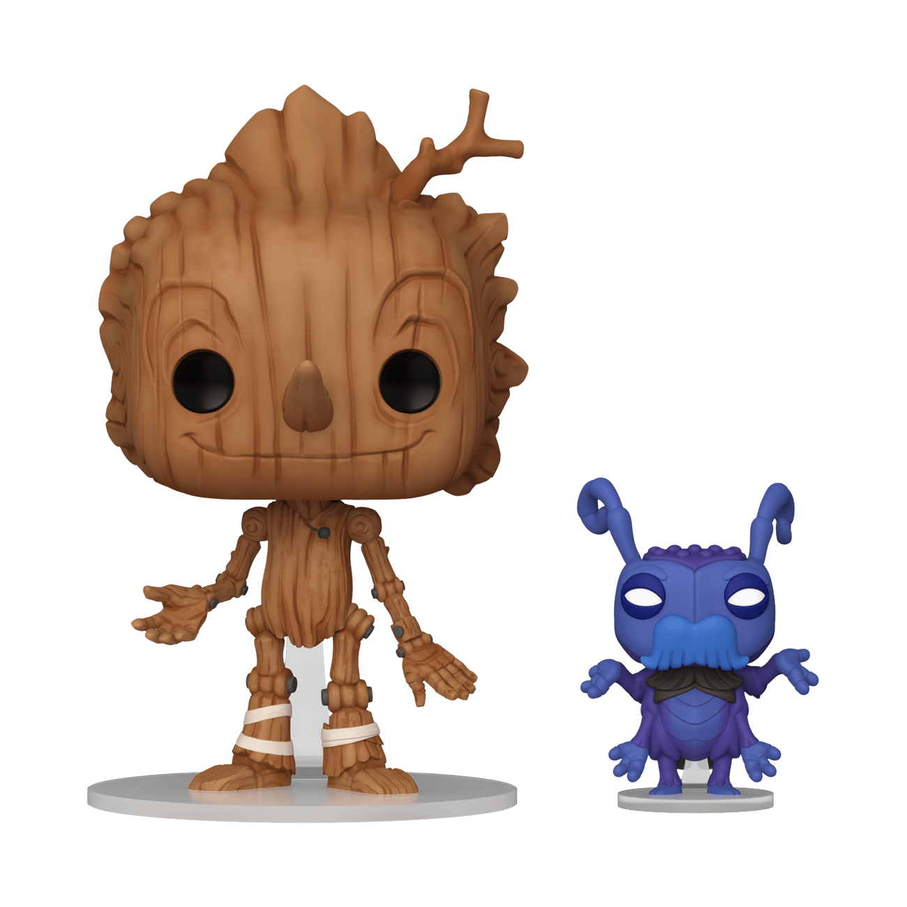 Pop! Movies Pinocchio and Cricket figures from The Mighty Hobby Shop, featuring Pinocchio and his cricket friend in collectible form.