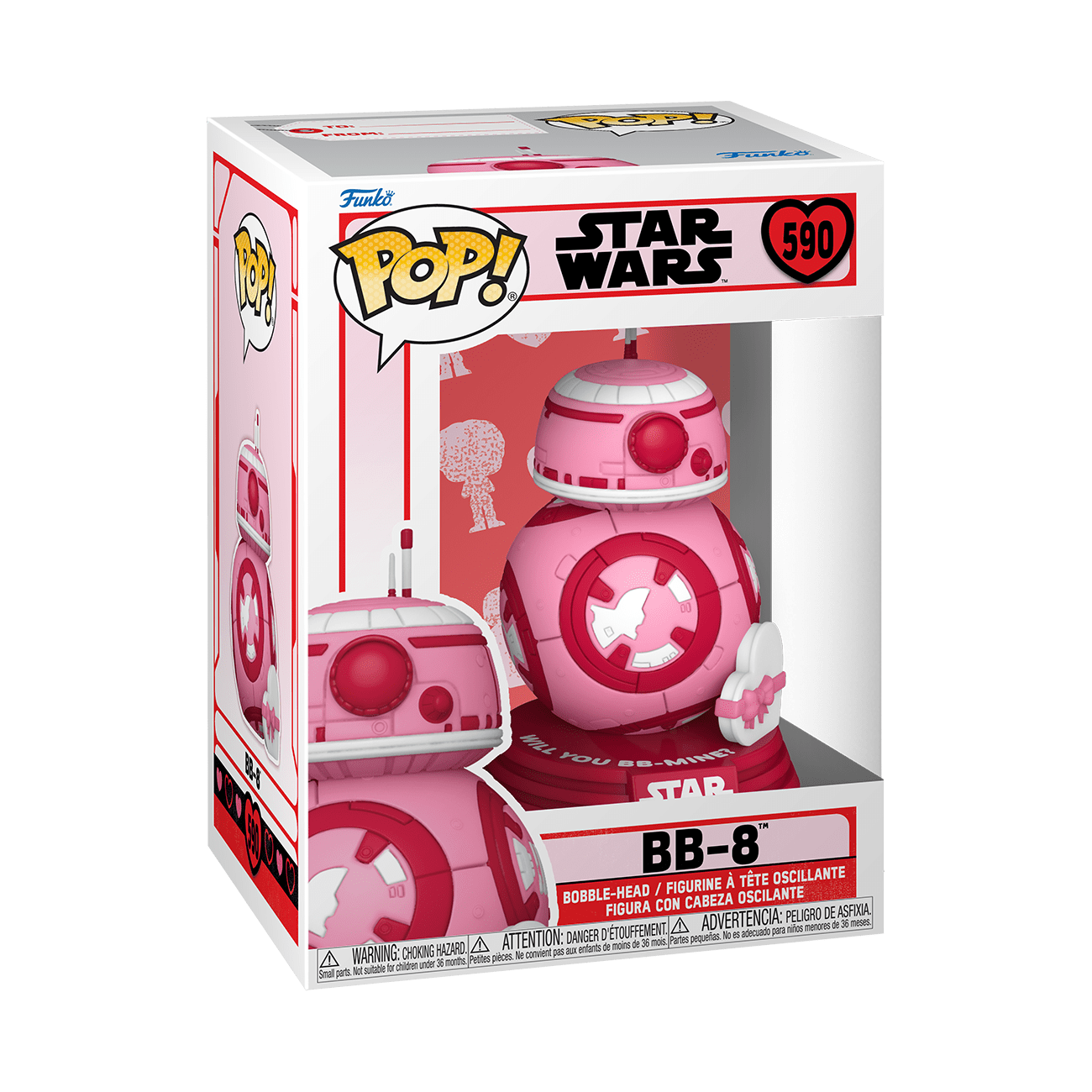 Star Wars POP! BB-8 Valentine collectible figure from THE MIGHTY HOBBY SHOP, featuring BB-8 with Valentine's themed design.