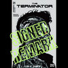 Signed TERMINATOR #1 comic book by JAMS Fortress Comics, Jordan Noir Metal Black & White Variant, with remark visible in the image.