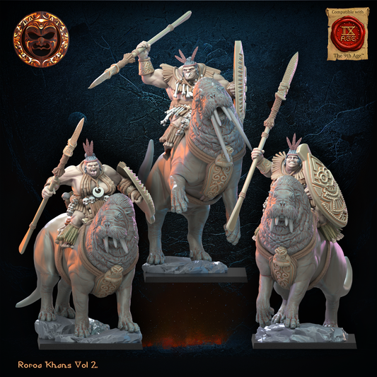 3D Printed Roroa Khan Tusker Riders by Lost Kingdom Miniatures