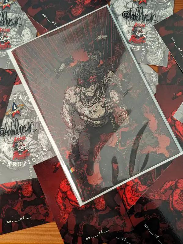 Final Boss 4 Black and Blood Foil comic book cover by Todd Beats, featuring artwork by Tyler Kirkham, from JAMS Fortress Comics.