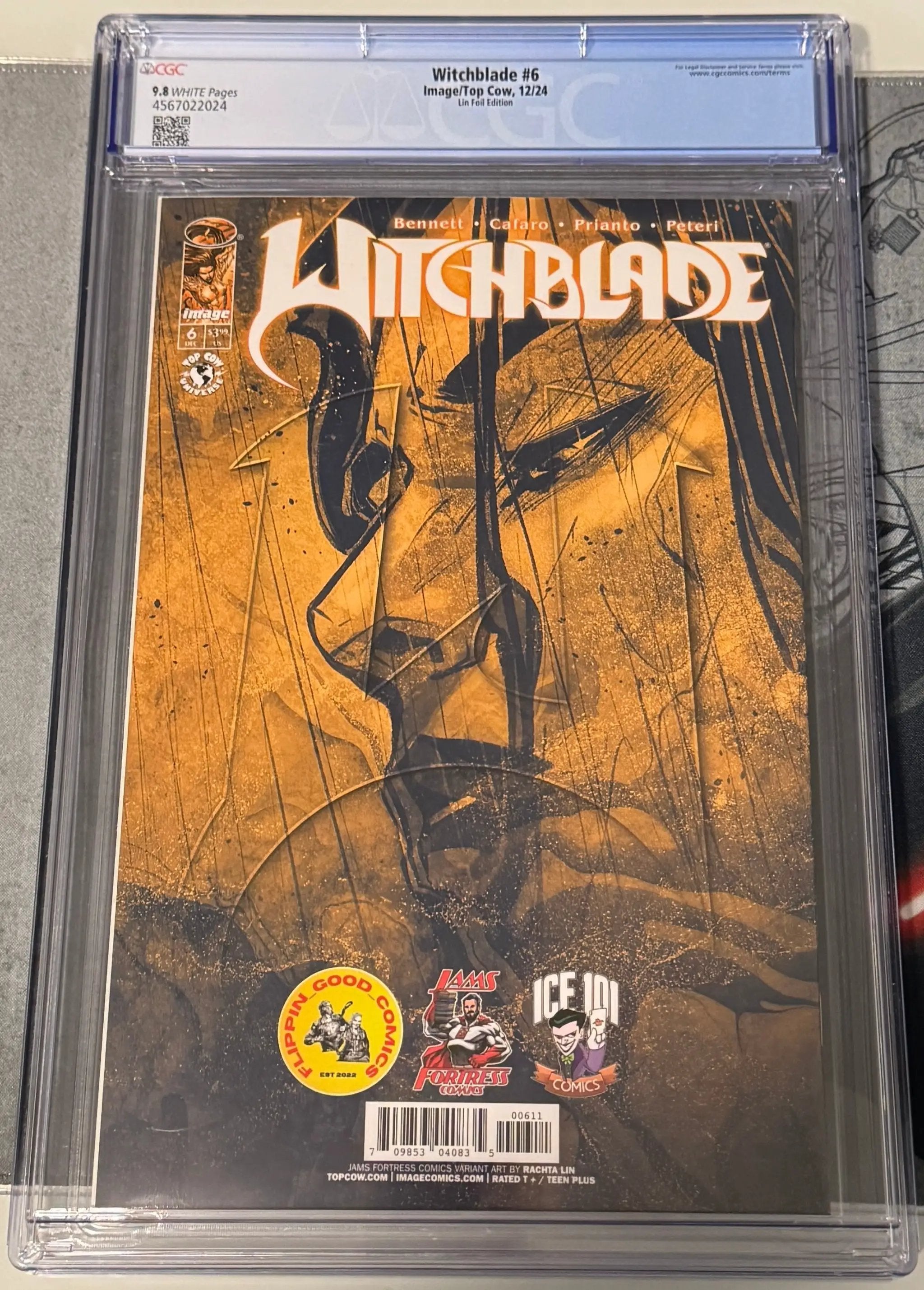 JAMS Fortress Comics Witchblade #6 comic book featuring Rachta Lin foil cover, graded CGC 9.8, collectible comic art.