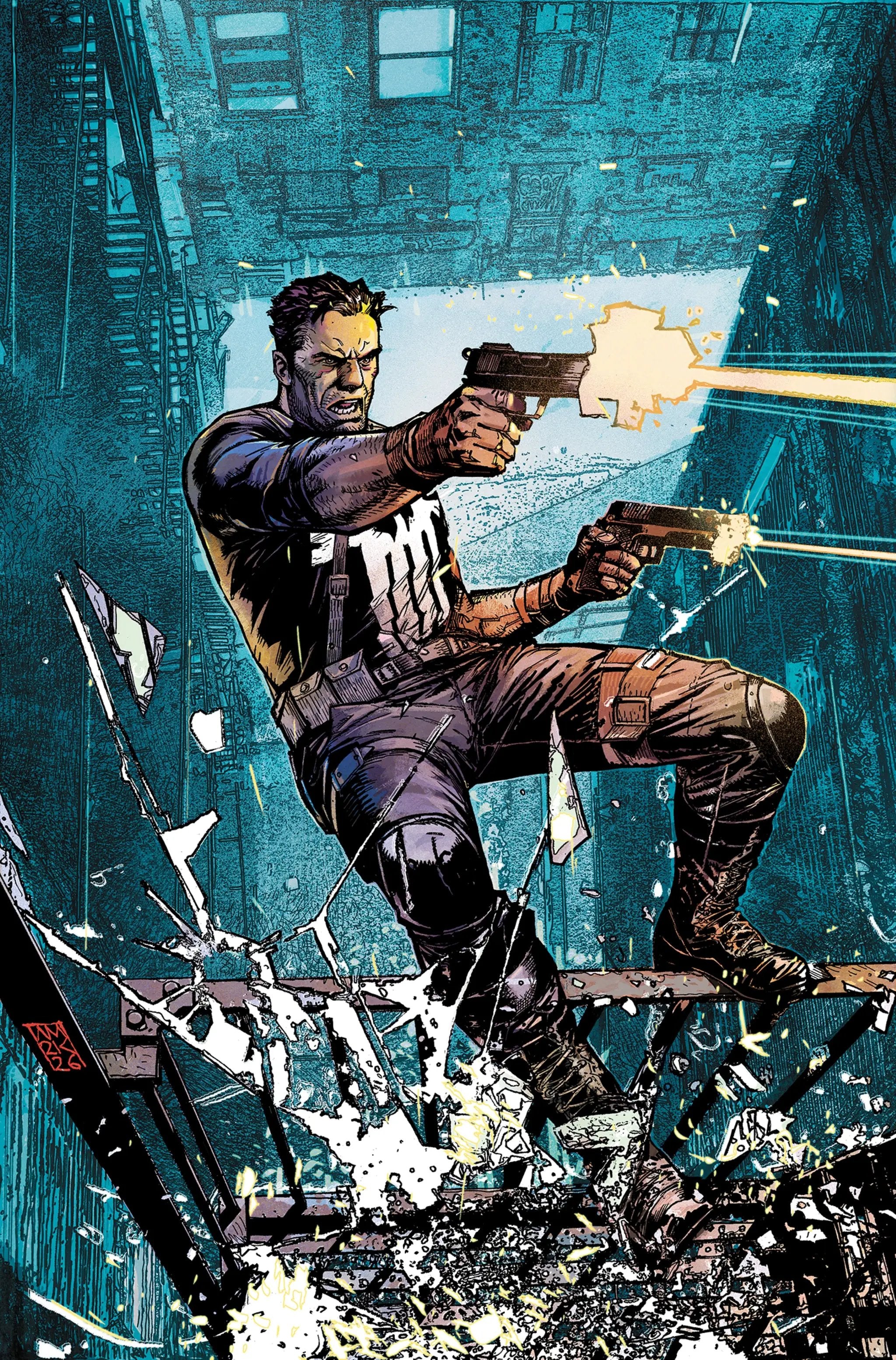 Comic book featuring The Punisher #1 by Alex Maleev, second printing variant with ratio 1:25, published by Penguin Random House.