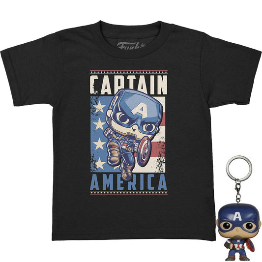Pkt POP! & Tee: Marvel - Captain America (Youth/Kid Sizes)