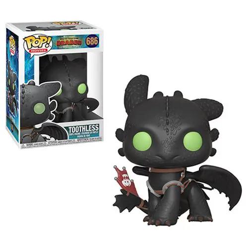 How to Train Your Dragon 3 Toothless Funko Pop! vinyl figure, #686, featuring Toothless with detailed dragon design.