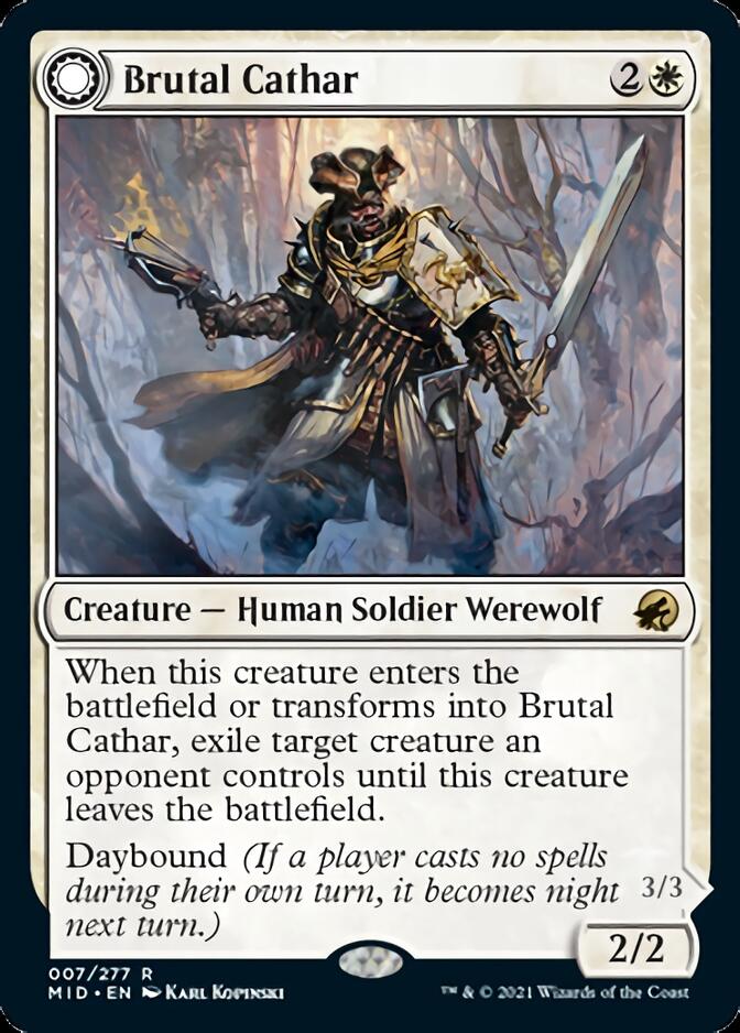 Brutal Cathar // Moonrage Brute (MID-007) - Innistrad: Midnight Hunt: (Double Faced Transform)
