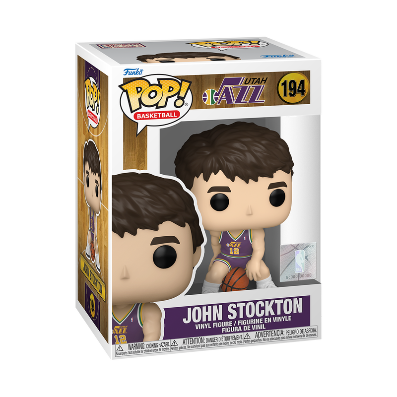 Pre-order POP! NBA Jazz John Stockton action figure by The Mighty Hobby Shop, featuring Stockton in Jazz team attire.