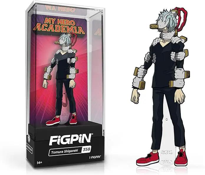Tomura Shigaraki FiGPiN enamel pin from My Hero Academia with detailed character design and black and white color scheme.
