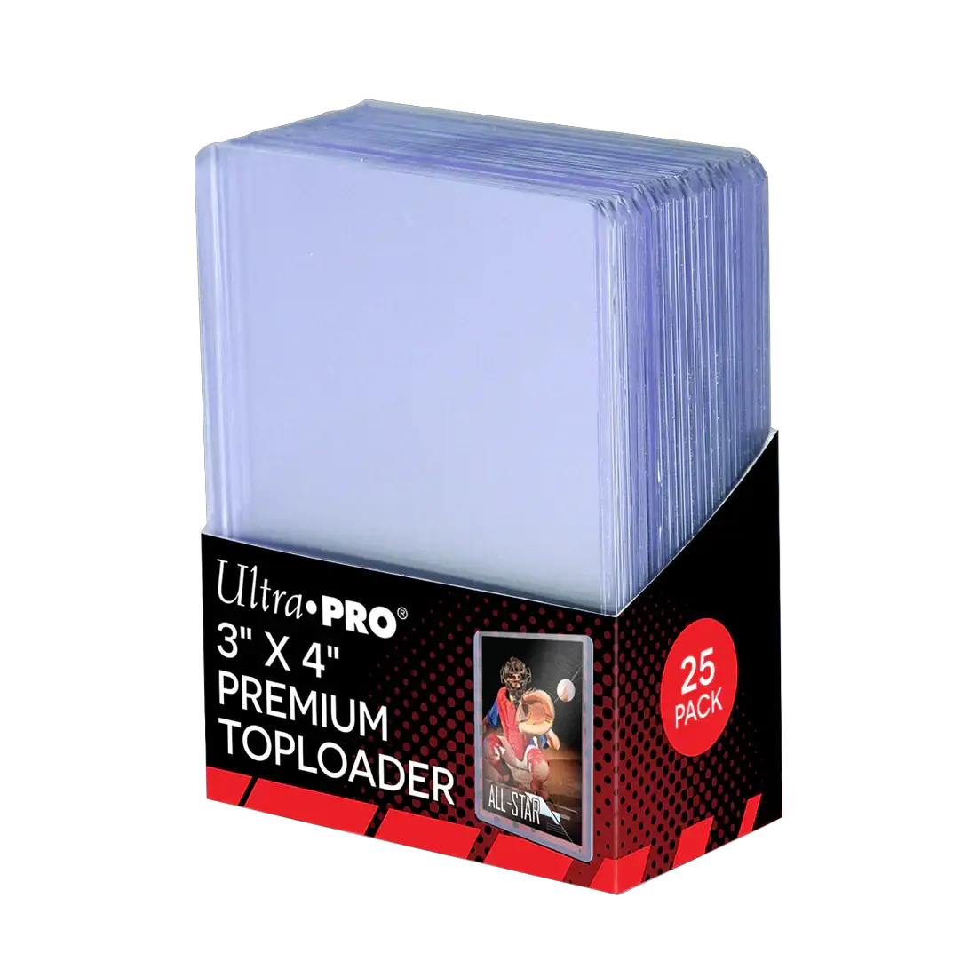 Ultra clear 3x4 inch premium toploaders by THE MIGHTY HOBBY SHOP, 25 count, for protecting trading cards.
