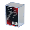 Two-piece clear card storage box with 100 compartments for organizing playing cards, crafted by THE MIGHTY HOBBY SHOP.