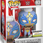 Rey Mysterio POP! WWE figure by The Mighty Hobby Shop, glow in the dark, Amazon exclusive, detailed collectible toy.