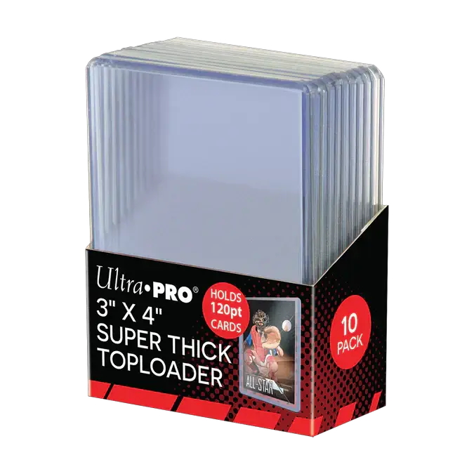 Clear 3x4 inch 120PT top loaders by THE MIGHTY HOBBY SHOP, thick protective plastic for trading cards, 10-pack.