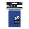 Blue PRO-Matte Standard Deck Protector Sleeves by THE MIGHTY HOBBY SHOP, 50-count pack with solid blue design.