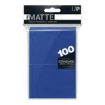 Blue PRO-Matte Standard Deck Protector Sleeves by THE MIGHTY HOBBY SHOP, 100-count pack, showing the sleeve design and packaging.