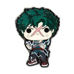 My Hero Academia Deku full cowl Pop! enamel pin by THE MIGHTY HOBBY SHOP, featuring detailed character design from the anime.