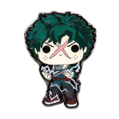 My Hero Academia Deku full cowl Pop! enamel pin by THE MIGHTY HOBBY SHOP, featuring detailed character design from the anime.