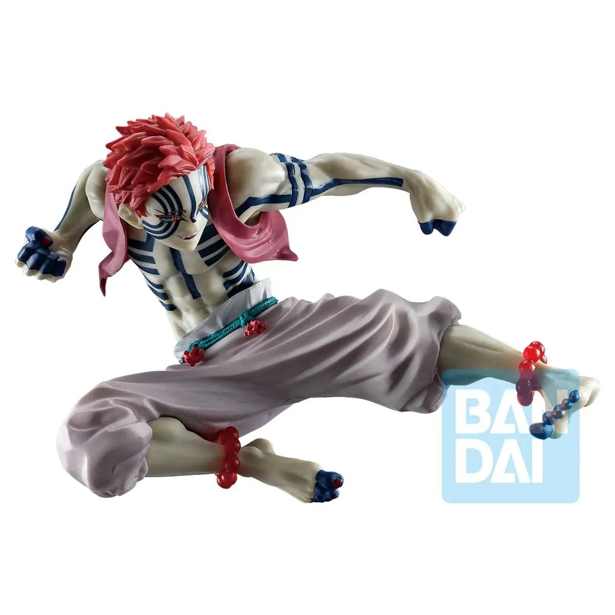 Demon Slayer Kimetsu no Yaiba Akaza Shake The Sword Ichiban statue, detailed figure of the demon with sword and fiery base.