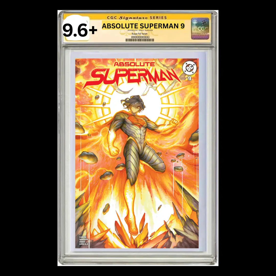 CGC graded Superman #9 comic with Shadow Metallic/Black Signature cover, 9.6 grade from Jams Fortress Comics.
