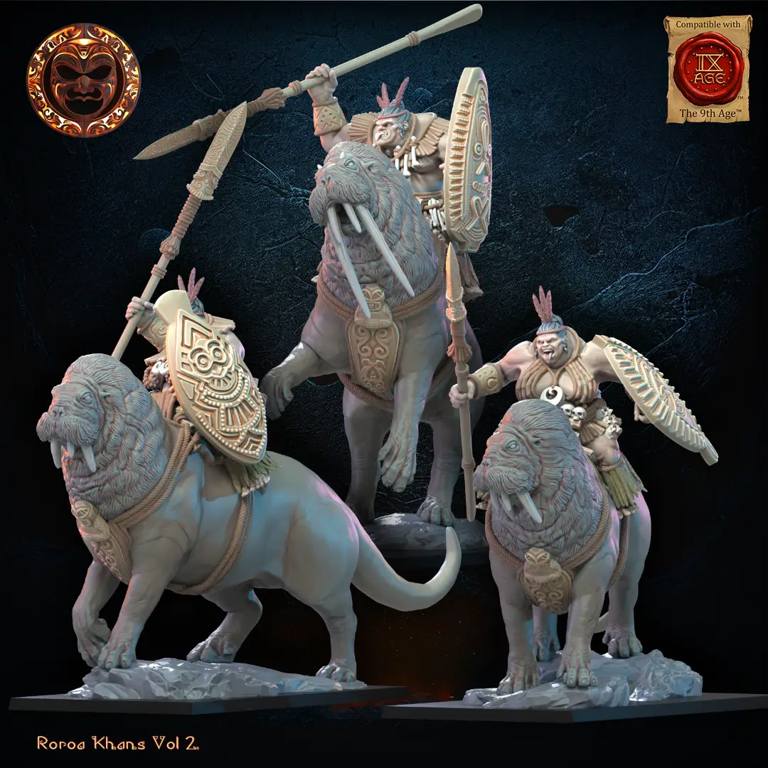 3D Printed Roroa Khan Tusker Riders by Lost Kingdom Miniatures by Last Hope Miniatures