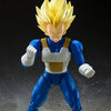 Super Saiyan Vegeta action figure from Dragon Ball Z S.H.Figuarts line, with detailed armor and fierce expression.