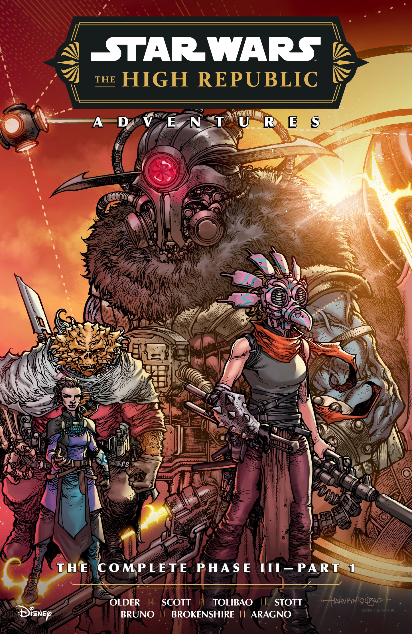 Book cover of 'Star Wars: The High Republic Adventures' with characters and creature illustration.