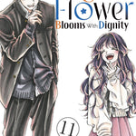 Manga book cover with two characters and title 'The Fragrant Flower Blooms With Dignity' by Saka Mikami.