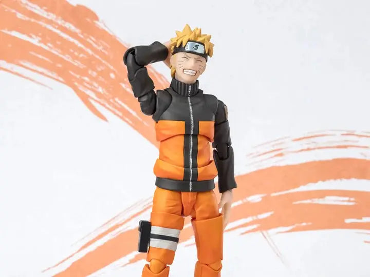 S.H.Figuarts Naruto Uzumaki Naruto Shippuden action figure from NARUTOP99 Edition, detailed pose with orange ninja outfit and accessories.