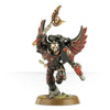 Blood Angels Chaplain with jump pack miniature from Warhammer 40K, detailed figure with armor and weaponry, posed ready for battle.