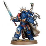 Warhammer 40,000 Space Marines Captain in Gravis Armour, detailed miniature figure with armor and weaponry, from THE MIGHTY HOBBY SHOP.